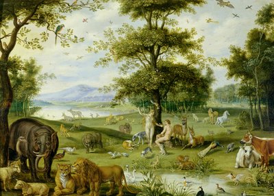 Adam and Eve in the Garden of Eden by Jan (studio of) Brueghel
