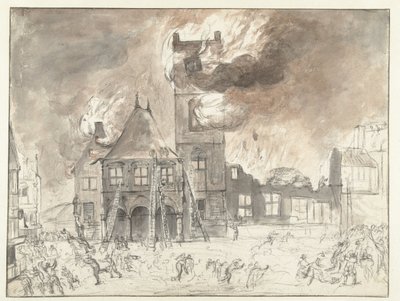 Fire in the Old Town Hall in Amsterdam by Jan Abrahamsz. Beerstraten (possibly)