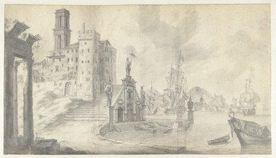 Harbor View in a City on the Mediterranean Sea by Jan Abrahamsz. Beerstraten
