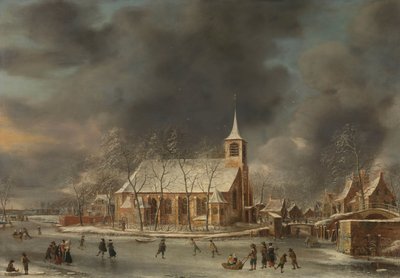 View of the Church of Sloten in the Winter by Jan Abrahamsz. Beerstraten
