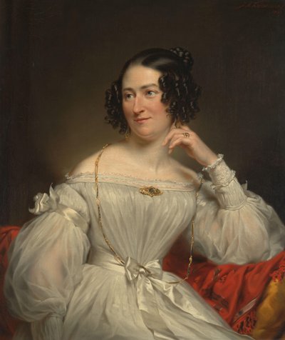 Portrait of Abrahamina Henriëtte Wurfbain (1808-1883), Wife of Jacob de Vos Jz by Jan Adam Kruseman (signed by artist)