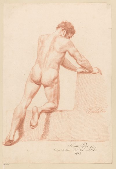Kneeling Male Nude, Seen from the Back (2nd Prize 1812) by Jan Adriaan Antonie de Lelie