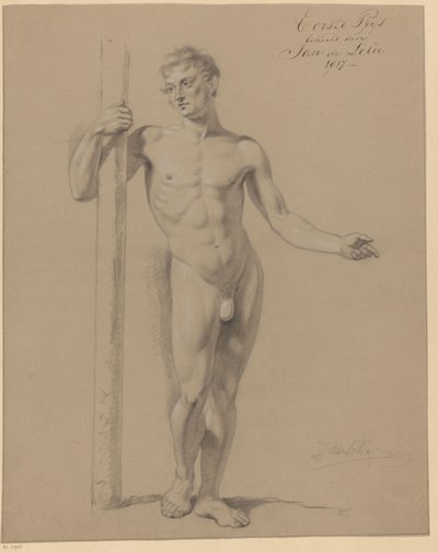 Standing Male Nude, Front View (1st Prize 1817) by Jan Adriaan Antonie de Lelie