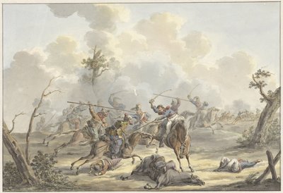 Attack Between Crimean Cossacks and French Horse Artillery by Jan Anthonie Langendijk Dzn