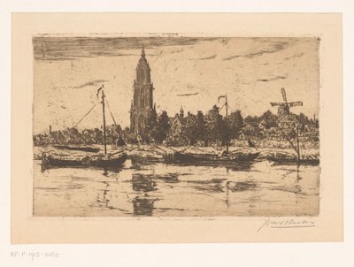View of Rhenen by Jan Antonius van Schooten (signed by artist)