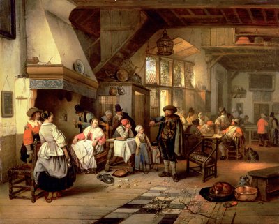 Interior of a Tavern with a Blind Fiddler, 1844 by Jan August Hendrik Leys