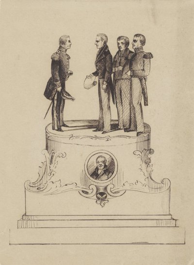Design for Monument for 50 Years of Independence of the Kingdom of the Netherlands in 1863 by Jan Bos