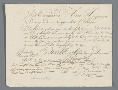 Letter from Jan Brandes to Reverend Hooyman by Jan Brandes
