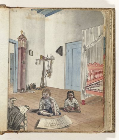 Bedroom with Son Jantje and Bietja, an Enslaved Girl by Jan Brandes