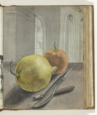 Still Life with Fruits, Knife, and Pencil by Jan Brandes