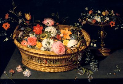 Flower Basket and Goblet in Gilded Silver, Still Life by Jan Bruegel the Younger