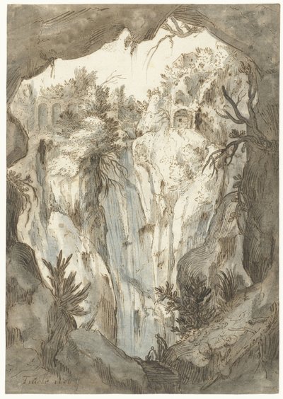 Waterfall of Tivoli Seen from a Cave by Jan Brueghel (I) (attributed to)