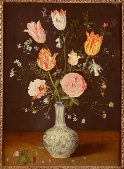 Tulips, Roses, Forget-Me-Nots and Other Flowers in a Late Ming Blue and White Vase by Jan Brueghel the Elder