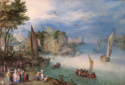 River Scene with Boats and Figures by Jan Brueghel the Elder