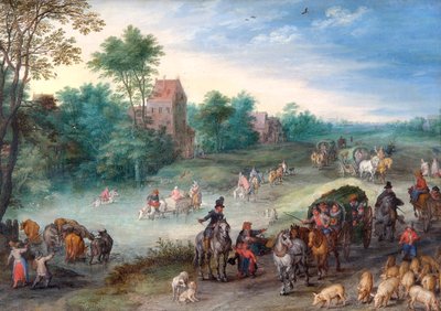 Travellers on a Country Road with Cattle and Pigs by Jan Brueghel the Elder