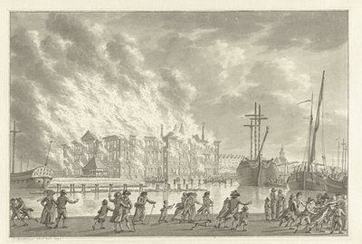 Fire in the National Naval Warehouse, 1791 by Jan Bulthuis (signed by artist)