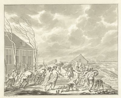 The Flooding of the Diemerzeedijk near Amsterdam, 1776 by Jan Bulthuis (signed by artist)