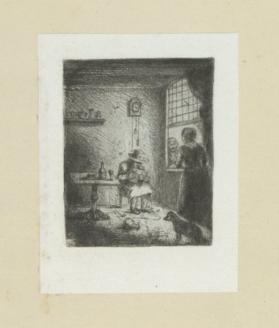 Interior with reading man by Jan Chalon