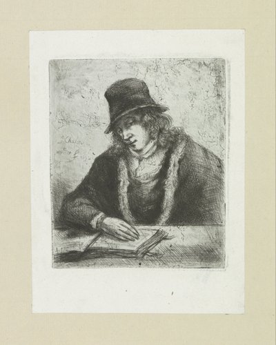 Reading Man with Hat (The Compleat Work of Etchings by John Chalon) by Jan Chalon