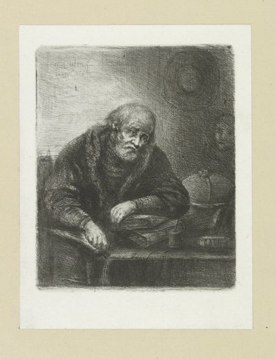 Old man at his desk by Jan Chalon