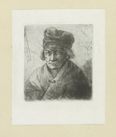 Old Man with Cap (The Complete Work of Etchings by John Chalon series) by Jan Chalon