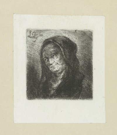 Old Woman with Black Veil by Jan Chalon