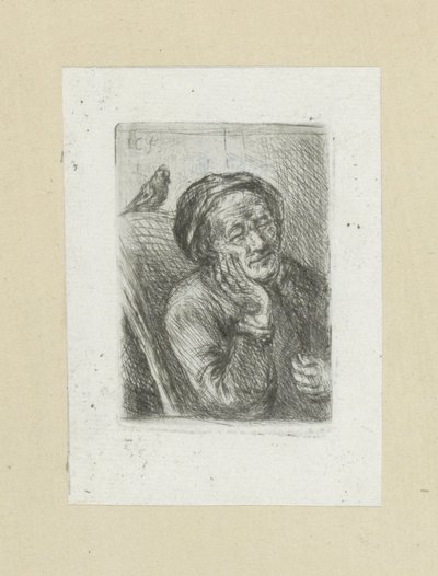 Sleeping Old Man with Bird (The Compleat Work of Etchings by John Chalon) by Jan Chalon