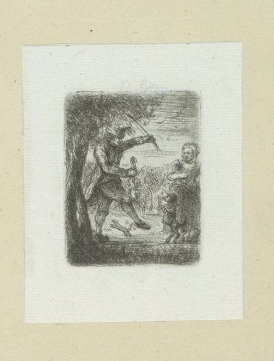 Street Musician with Violin and Dancing Dog by Jan Chalon