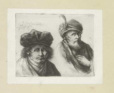 Two Men with Hat and Turban by Jan Chalon