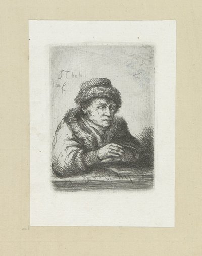 Adult Man at a Table, in Fur Coat (The Compleat Work of Etchings by John Chalon) by Jan Chalon