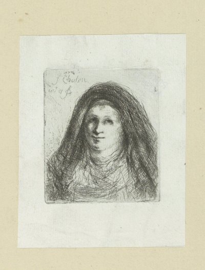 Adult Woman with Headscarf (The Compleat Work of Etchings by John Chalon) by Jan Chalon
