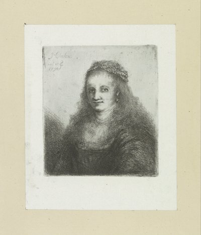 Woman with a Pearl Necklace in Her Hair (The Complete Work of Etchings by John Chalon series) by Jan Chalon