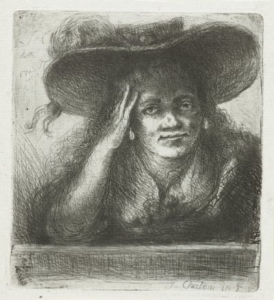 Woman with Large Round Hat by Jan Chalon
