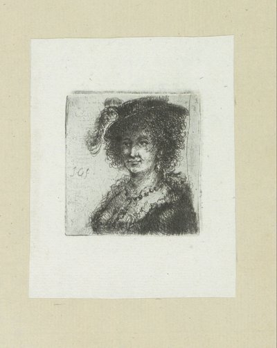 Woman with Hat with Feather by Jan Chalon