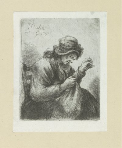 Woman with Needle and Thread by Jan Chalon