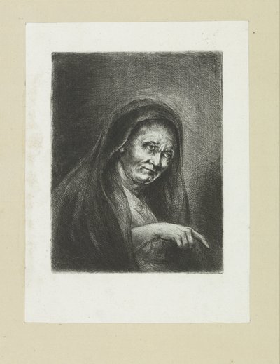 Pointing Old Woman by Jan Chalon