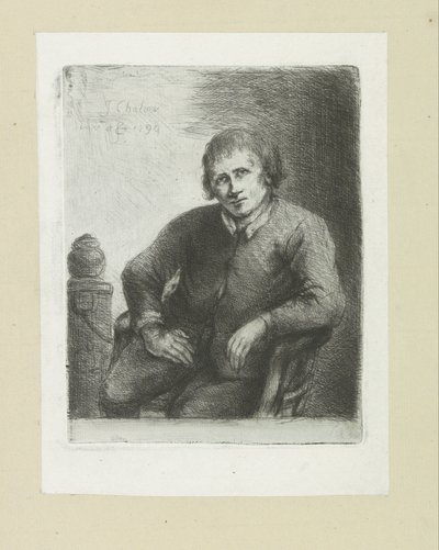 Seated Man Next to a Pillar by Jan Chalon