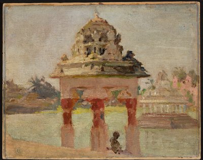 Madras - Temple with Sacred Lake. From a Journey to India by Jan Ciągliński