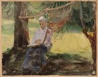 In a Hammock - Portrait of Maria Rubcow in Marijno by Jan Ciągliński