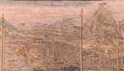 Series The Conquest of Tunis; Review of the Troops at Barcelona. Second tapestry in the series. 1543-1548. by Jan Cornelisz Vermeyen