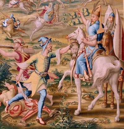 Flemish Tapestry. Series The Conquest of Tunis. The Attack on La Goleta. Fourth Tapestry in the Series. Model Jan Vermeyen and Pieter Coecke van Aelst. 1543-1548. Manufacture Real Fábrica de Tapices de Santa Bárbara, Madrid. by Jan Cornelisz Vermeyen