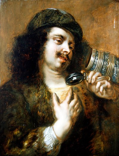 A Young Man Drinking from a Tankard by Jan Cossiers