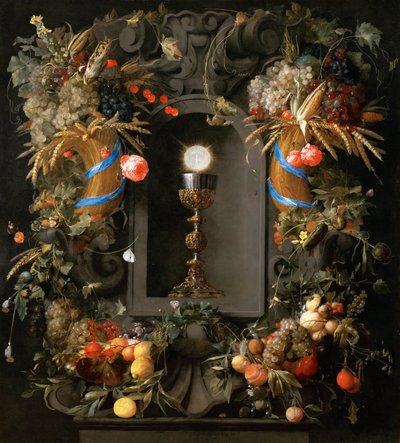 Eucharist in Fruit Wreath by Jan Davidsz de Heem
