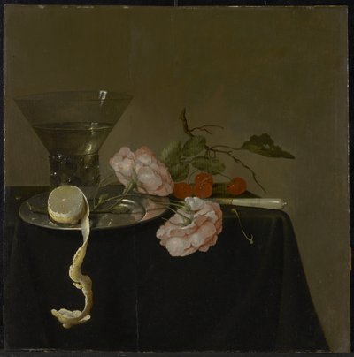 Still Life with Drinking Glass, Fruit and Roses by Jan Davidsz de Heem