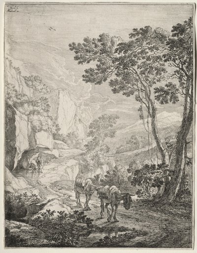 The Two Mules. Rocca Aquatico Near Ancona by Jan Dirksz Both