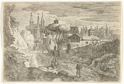 Italianate Landscape with Travelers by City Walls by Jan Frans van Bloemen