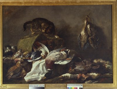 Still life with a cat by Jan Fyt