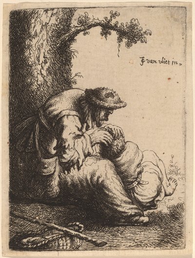 Beggar Woman Fleaing a Boy by Jan Georg van Vliet
