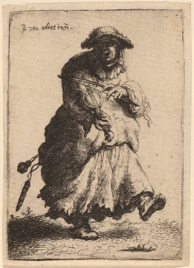 Beggar Woman Playing the Violin by Jan Georg van Vliet