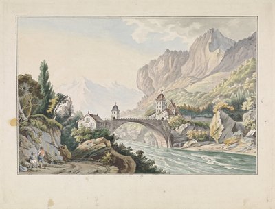 View of the Bridge at Saint Maurice in Switzerland by Jan Gerard Waldorp